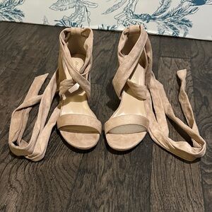 Chic Nude Wrap-Around Heels